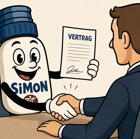 Jobs simon schließt einen Vertrag ab
